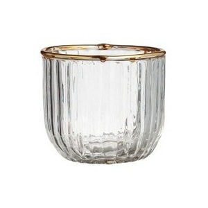 QUALITY GLASS TEA LIGHT WITH GOLD RIM GLASS VOTIVE CANDLE HOLDER NEW DESIGN GLASS VOTIVE HOLDER