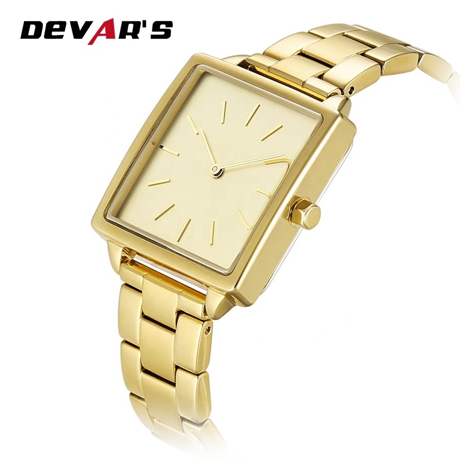 Fashionable Design Full Silver Square Unisex Watches Factory Price Without Date Window