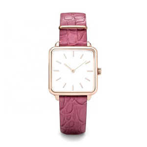 2019 Custom Soft Alligator Leather Minimalist Personalized Watch With Japan Movement Quartz Watch sr626sw Square OEM Logo