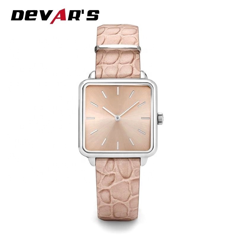 2019 Custom Soft Alligator Leather Minimalist Personalized Watch With Japan Movement Quartz Watch sr626sw Square OEM Logo