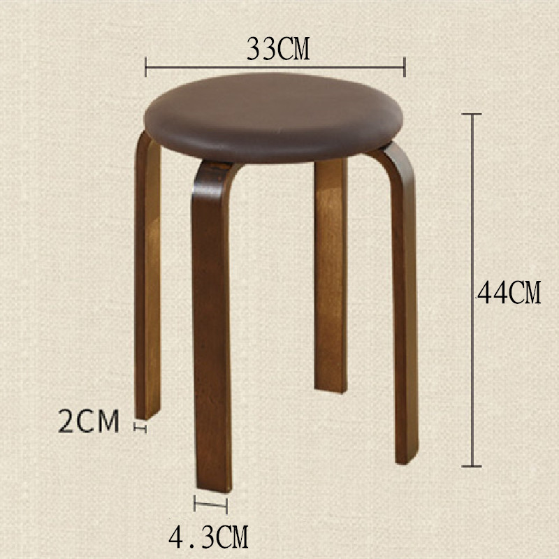 Wooden Round Stool Portable Bentwood Stools Backless Chairs