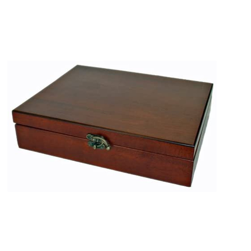 Wooden Treasure Box with Brass Latch  Red wood Finish organize box