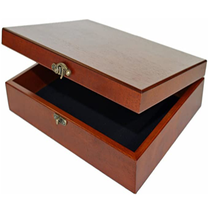 Wooden Treasure Box with Brass Latch  Red wood Finish organize box