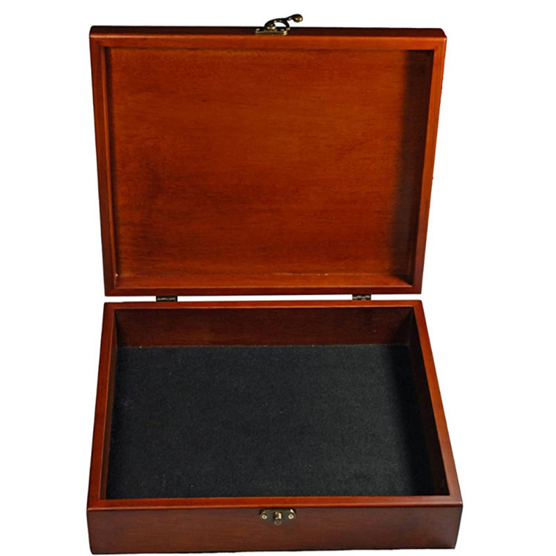 Wooden Treasure Box with Brass Latch  Red wood Finish organize box