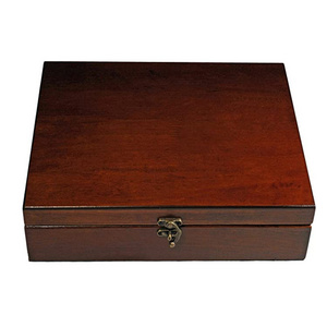 Wooden Treasure Box with Brass Latch  Red wood Finish organize box