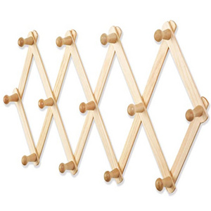 Expandable Coat Rack(13 Pegs) for Hat Coffee Mug Key Necktie Jewelry Umbrella Accordion Style Wall Wood Storage Holders & Racks