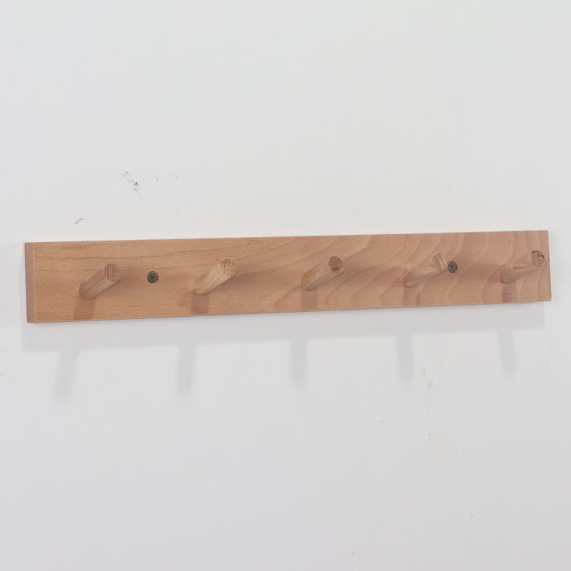 Wall Mounted Coat Rack 5-Pegs Beech Wood Entryway Hat Rack