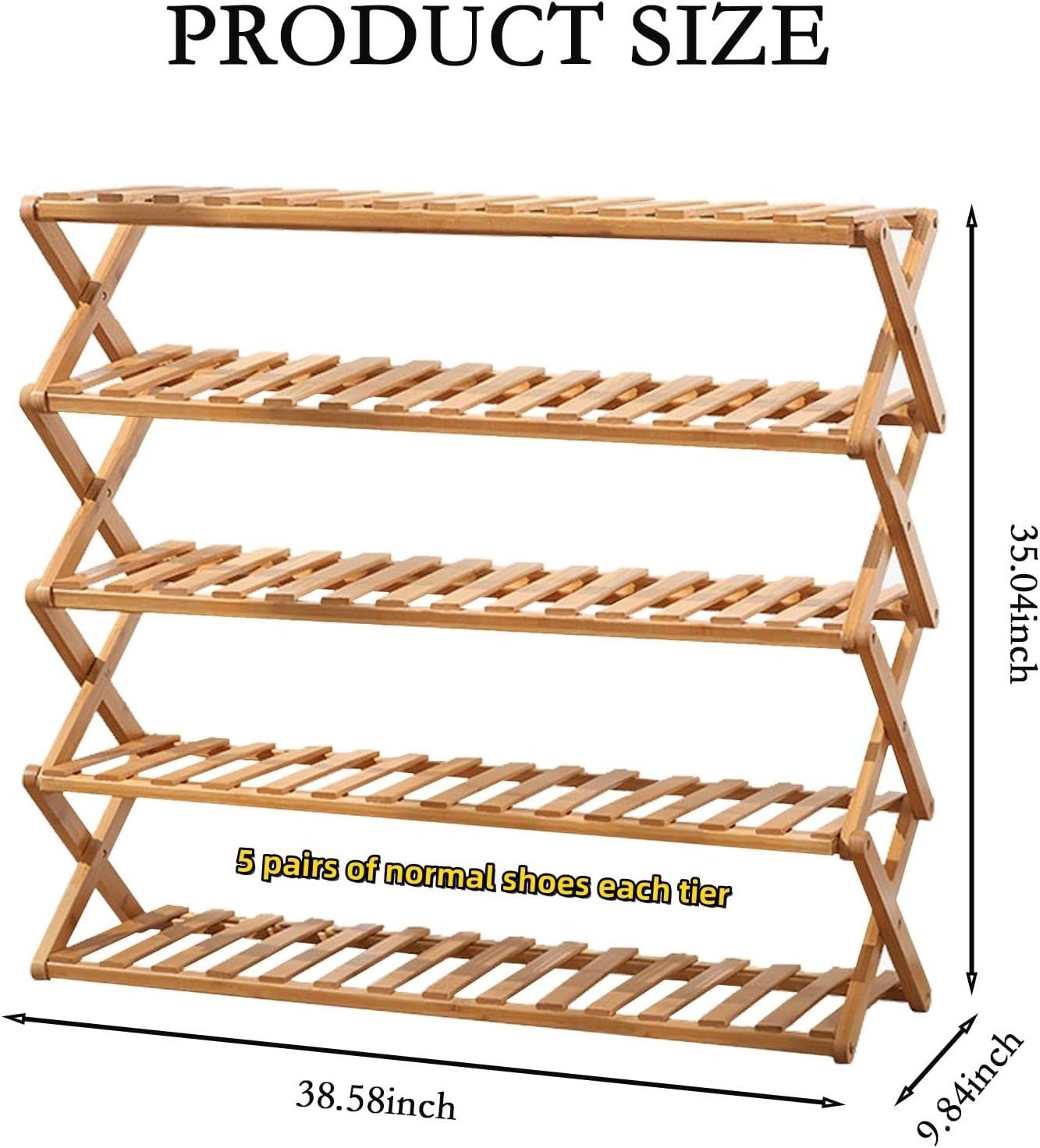 Hot sale bamboo outdoor shoe rack waterproof strong 4 tair bamboo shoes rack durable 3 tier bamboo shoe rack