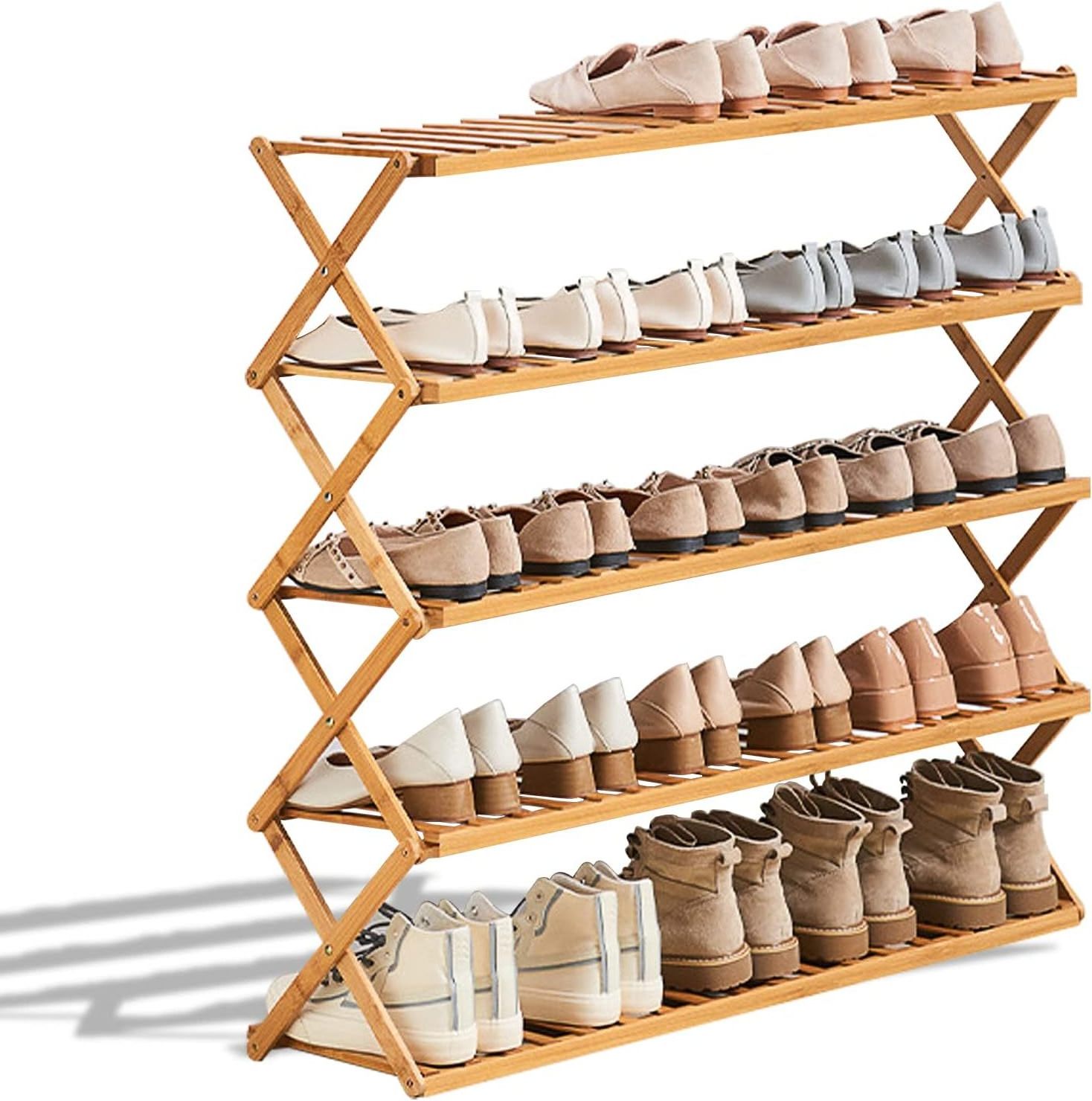 Hot sale bamboo outdoor shoe rack waterproof strong 4 tair bamboo shoes rack durable 3 tier bamboo shoe rack