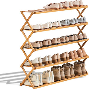 Hot sale bamboo outdoor shoe rack waterproof strong 4 tair bamboo shoes rack durable 3 tier bamboo shoe rack