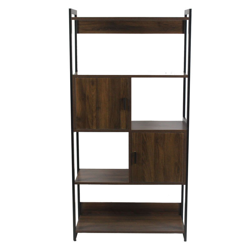 Bookshelf, Tall Bookcase with 2 Storage Drawers, Industrial Display Standing Shelf Units for living room home office