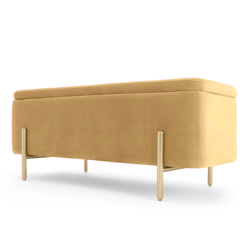 Bedroom velvet fabric bed end ottoman bench with storage and steel feet