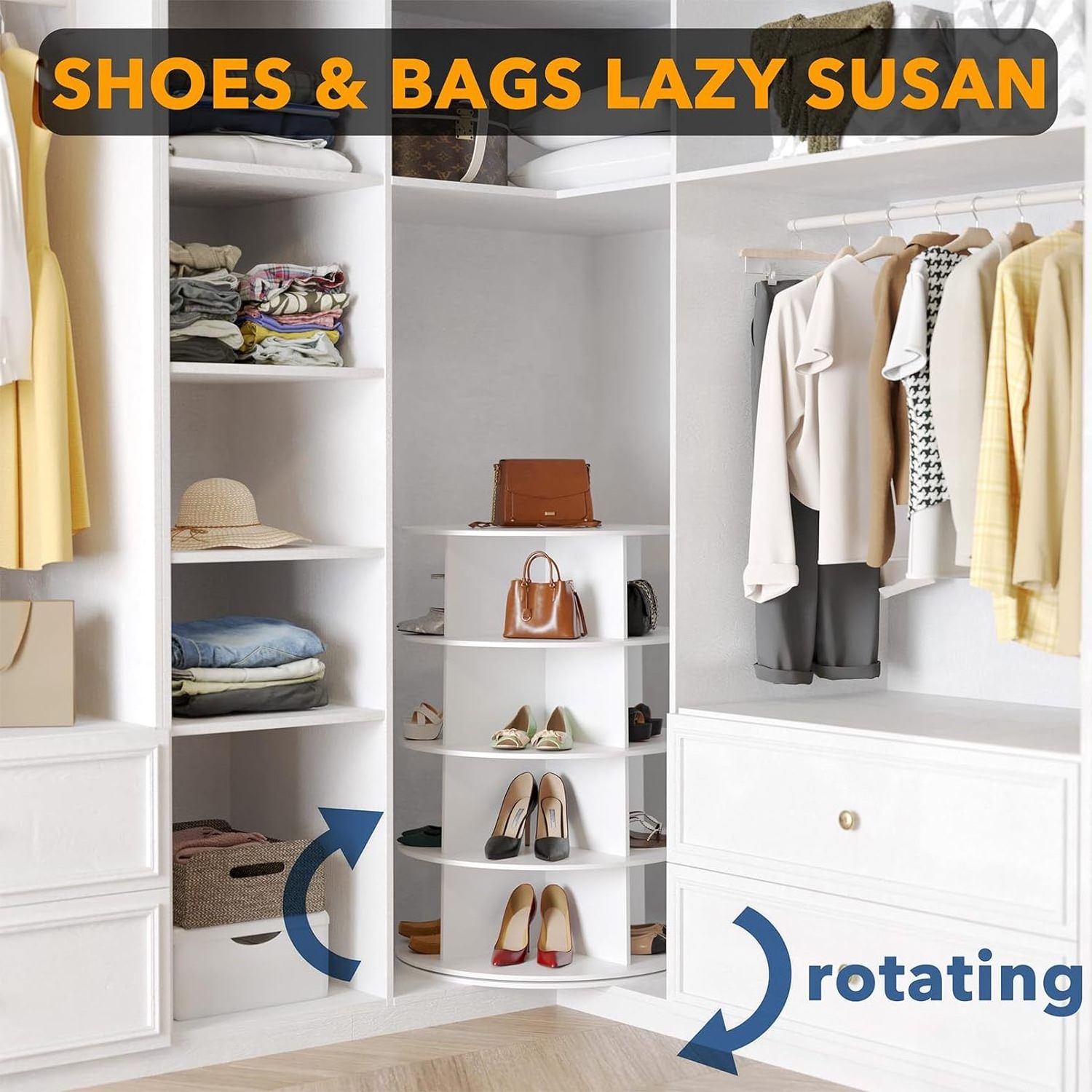 rotating tower white shoe rack Organized and beautiful lazy-susan-shoe-rack Sturdy structure lazy susan shoe rack