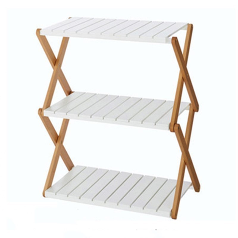 Wooden flower pot rack 3 tier shelf foldable wooden shoe rack