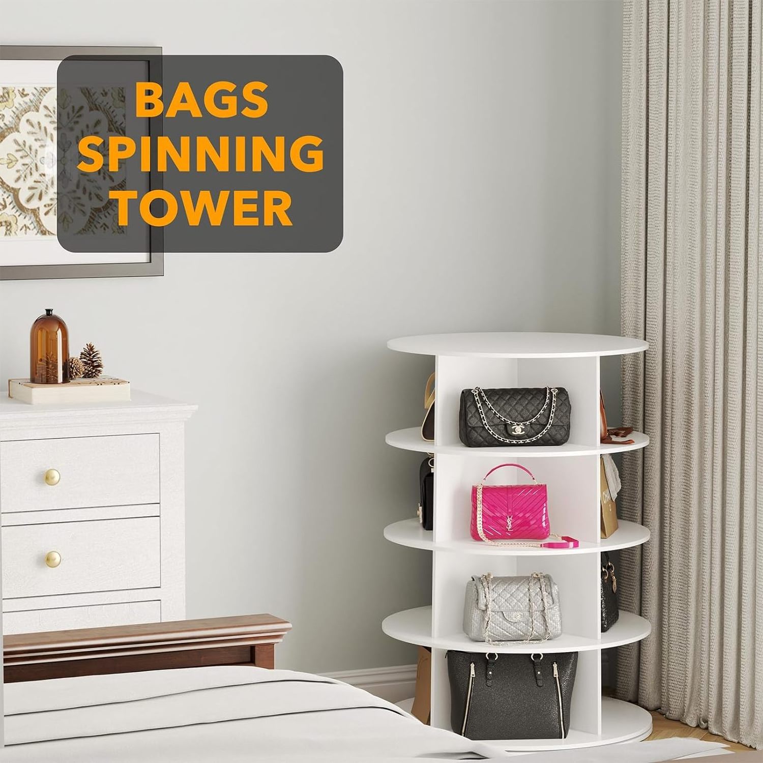 rotating tower white shoe rack Organized and beautiful lazy-susan-shoe-rack Sturdy structure lazy susan shoe rack