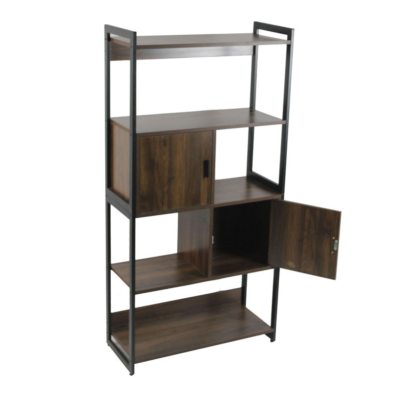 Bookshelf, Tall Bookcase with 2 Storage Drawers, Industrial Display Standing Shelf Units for living room home office