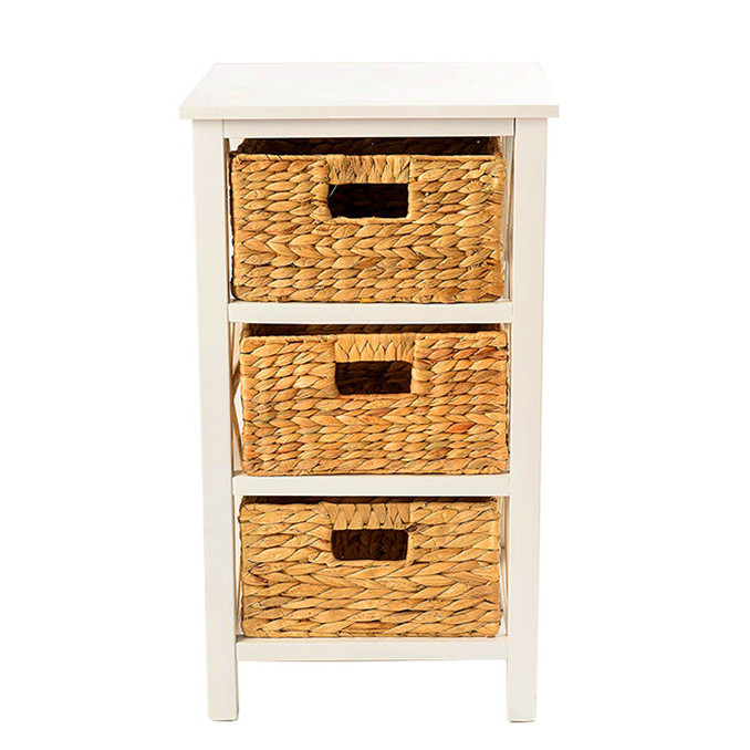 KD Chest of 3 drawers wooden Cabinet water hyacinth basket