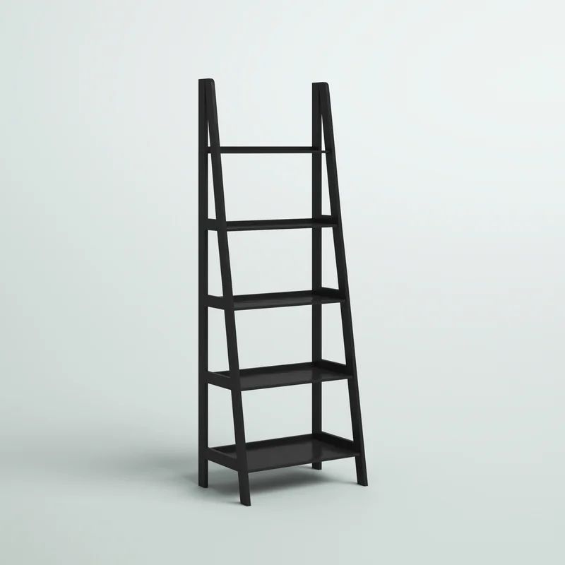 Ladder bookshelf modern home decor bookshelf libraries black 5 tier bookcase shelf