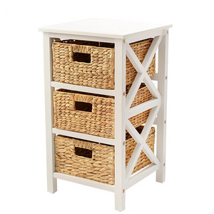 KD Chest of 3 drawers wooden Cabinet water hyacinth basket