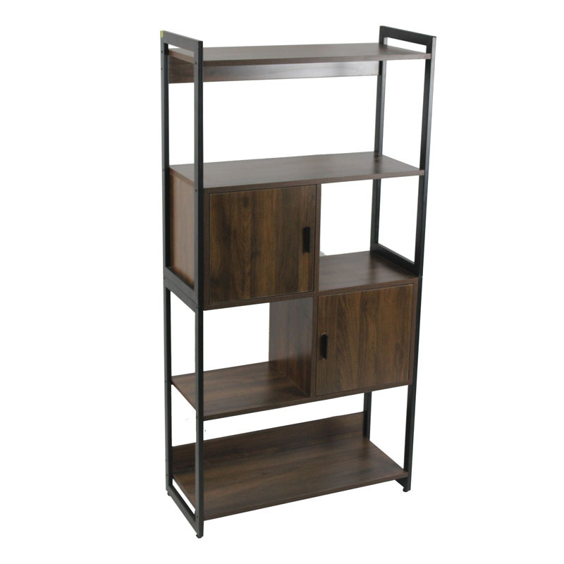 Bookshelf, Tall Bookcase with 2 Storage Drawers, Industrial Display Standing Shelf Units for living room home office