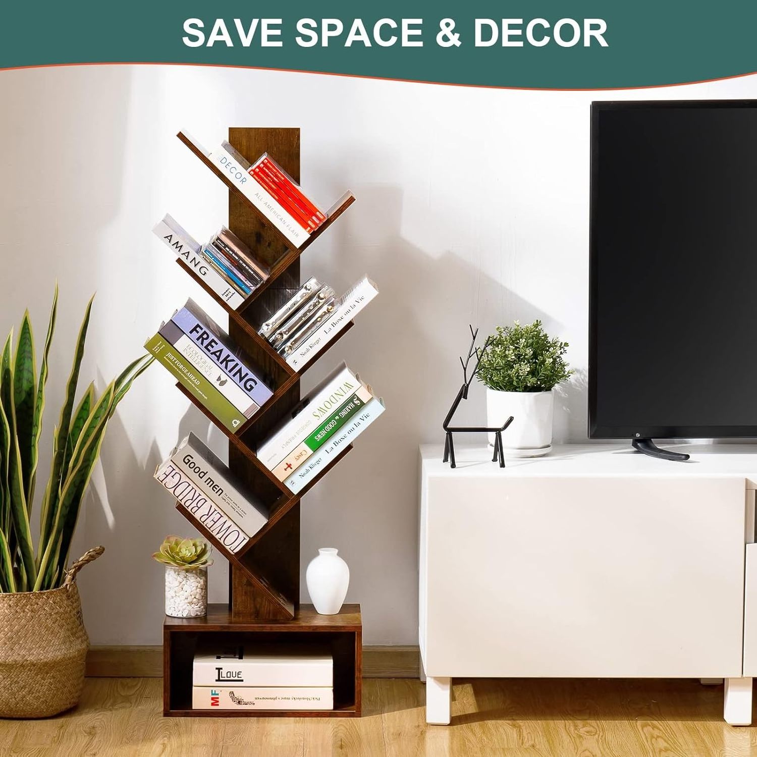 Hot Selling Wholesale Price Corner Tree Shaped Book Shelves Movable Book Shelf For Living Room