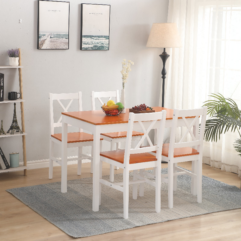 KD Dining Room Table Set Table & Chair Pine Wood Dining Tables