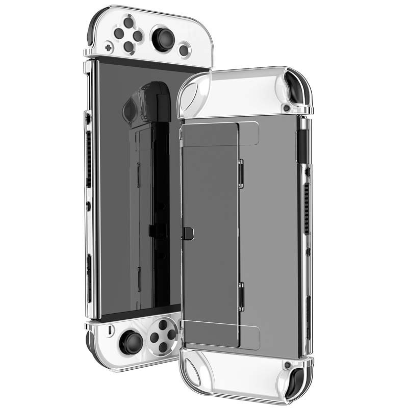 Anti-Shock Hard Plastic Protective Case Protector Shell Stand for Nintendo Switch OLED Clear Transparent Hardware Accessory