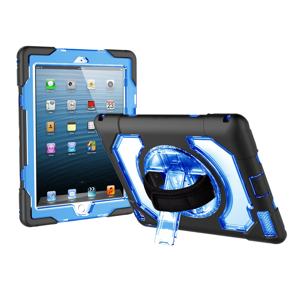 360 Degree Rotation Kickstand Case with hand strap furnction for iPad 2/3/4