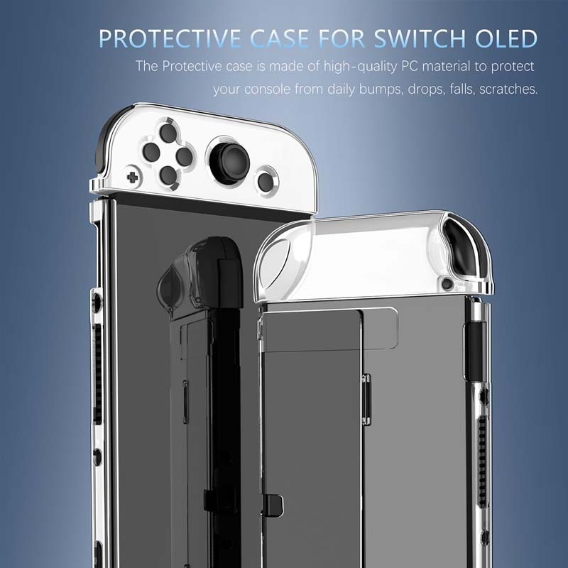 Anti-Shock Hard Plastic Protective Case Protector Shell Stand for Nintendo Switch OLED Clear Transparent Hardware Accessory