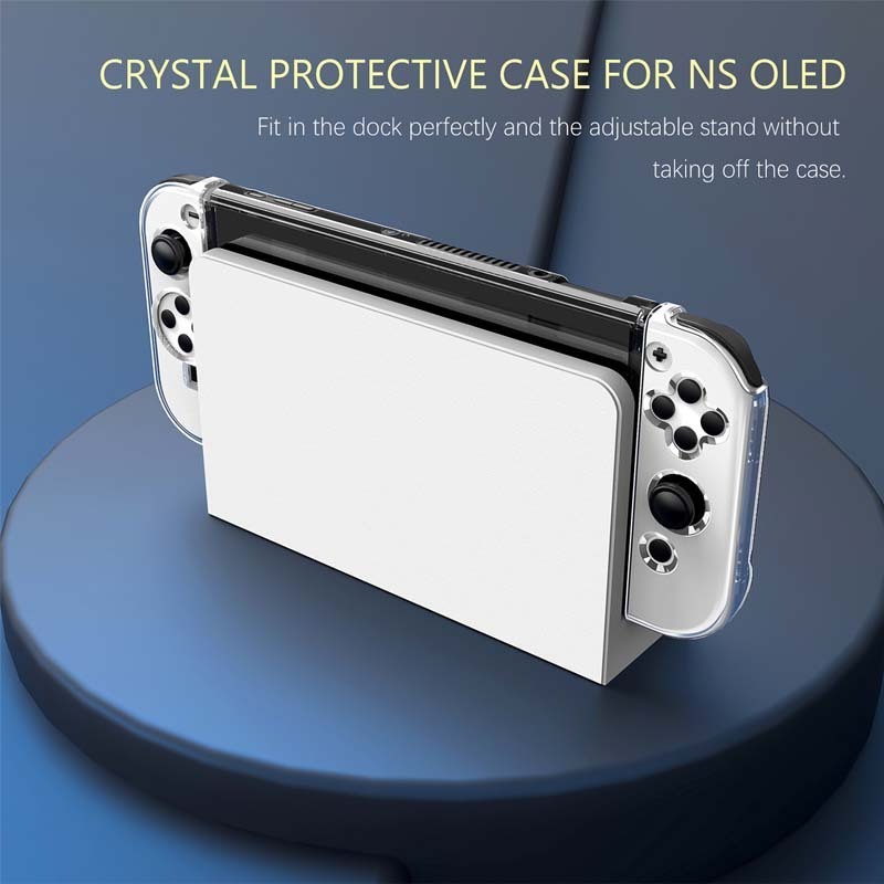 Anti-Shock Hard Plastic Protective Case Protector Shell Stand for Nintendo Switch OLED Clear Transparent Hardware Accessory