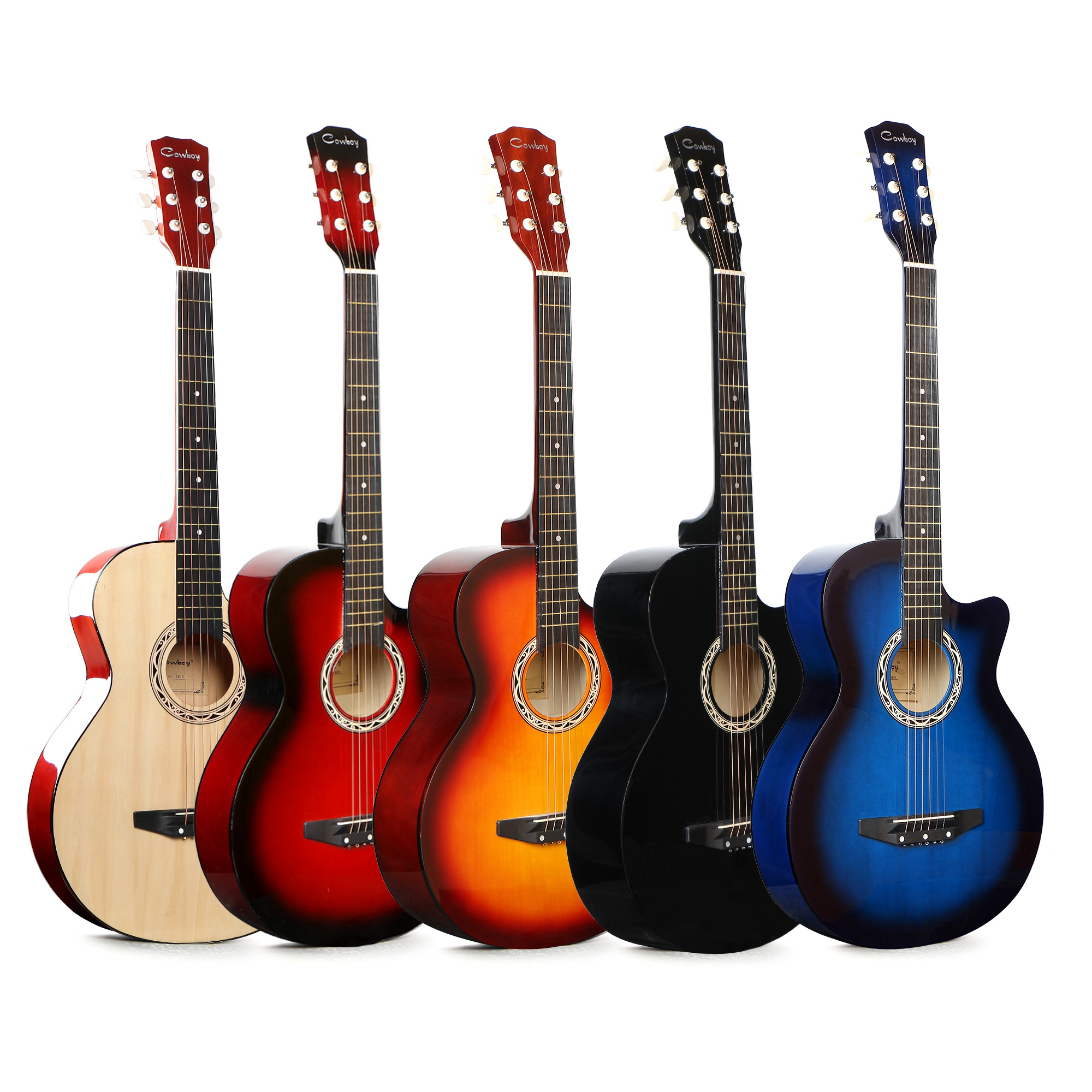 China Factory's 38-Inch Beginner Acoustic Electric Guitar High-Gloss Gloss Finish for Music Practice Linden Rosewood Material