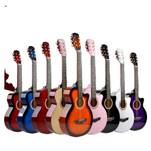 China Factory's 38-Inch Beginner Acoustic Electric Guitar High-Gloss Gloss Finish for Music Practice Linden Rosewood Material