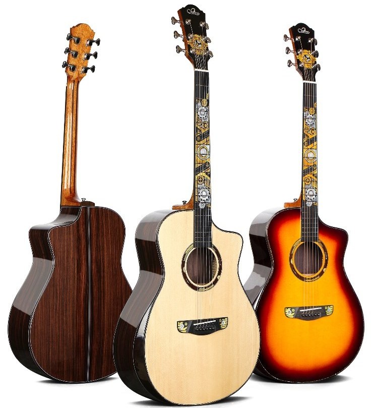 Best Sevillana 1905 high end acoustic guitars solid rosewood back with technology-inspired design inlay professional  guitars