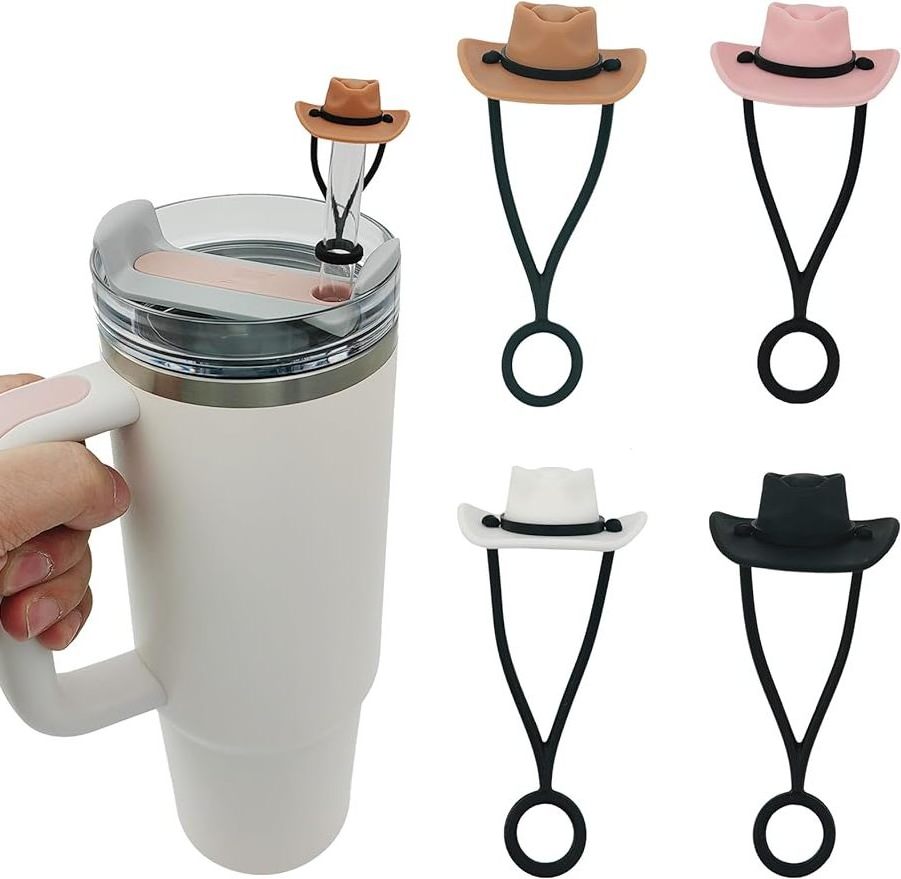 Water Cup  accessories Cowboy Hat Straw topper Compatible with Water Cup 30 40 oz Tumbler Straw Topper for stanly tumbler