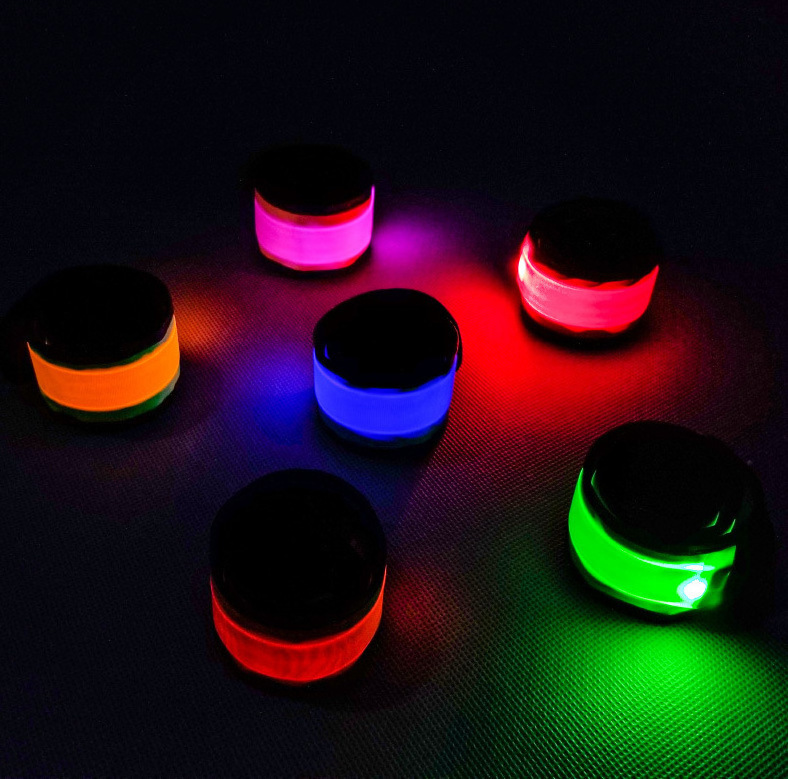 Personalized Custom LED Light Up Slap Bracelet Night Running Warning Reflective Clapping Glow Arm Band Slap Bracelet