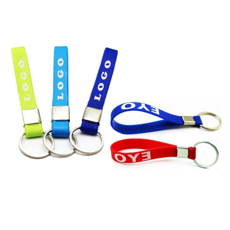 Personalised Silicone Wristband With Keyring Custom Logo Promotion Keychain Silicone Wristband