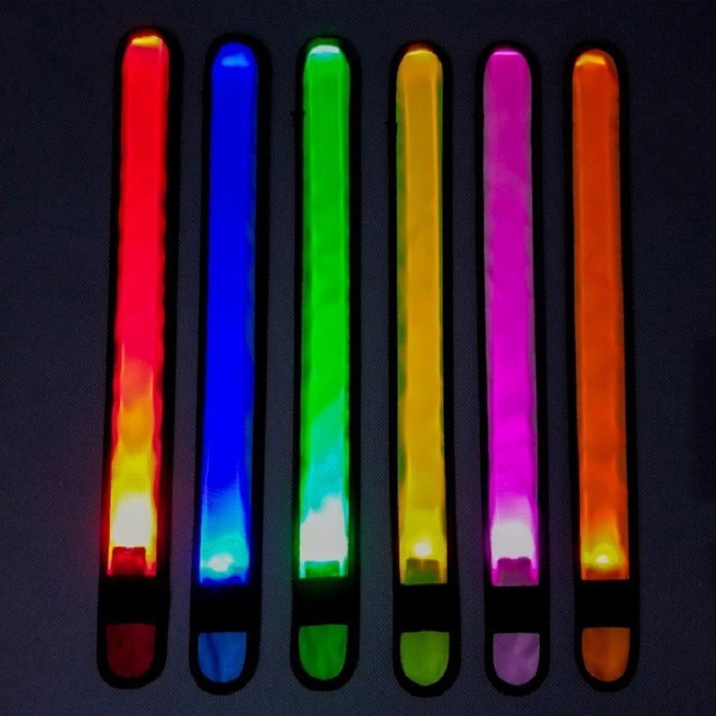 Personalized Custom LED Light Up Slap Bracelet Night Running Warning Reflective Clapping Glow Arm Band Slap Bracelet