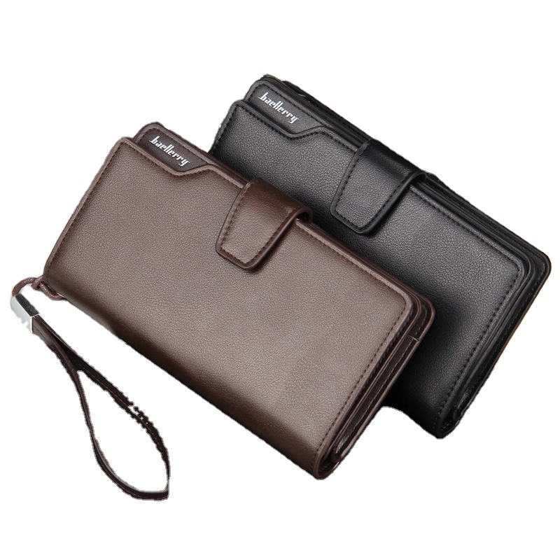 Great quality baellery brand Multifunction Long style Men's clutch PU leather wallet purse with Wrist band Male wallet designer