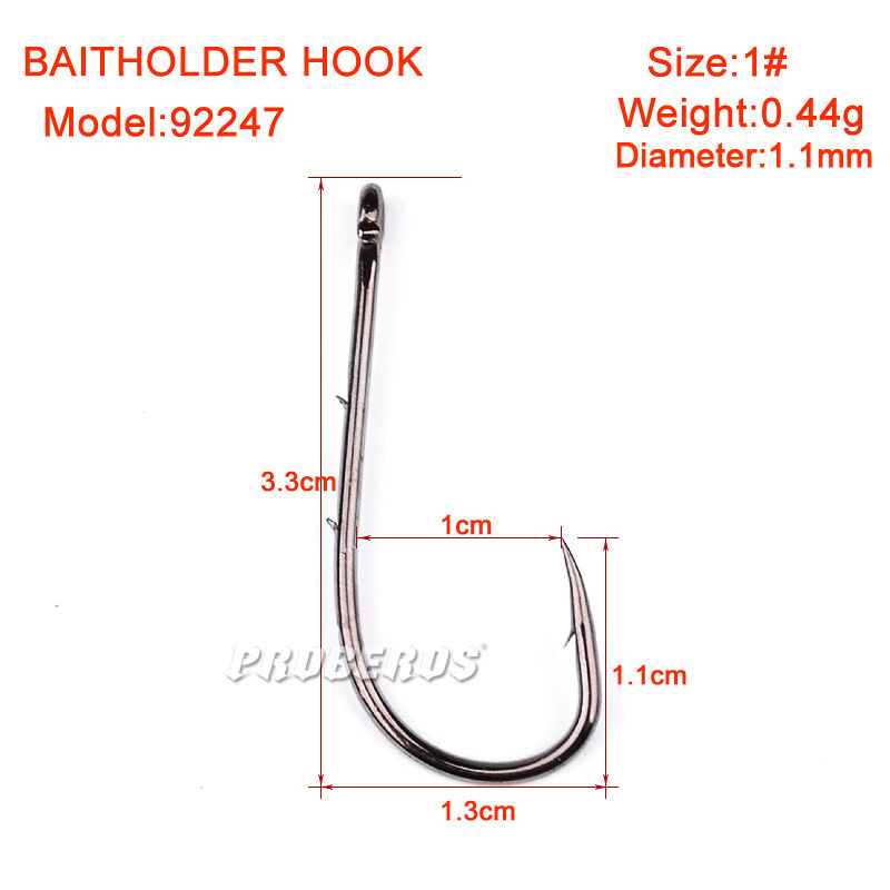 Proberos Brand Single Fishing Hook With Double barb 1#-6# BAITHOLDER Black Color Jig Big Treble Hooks