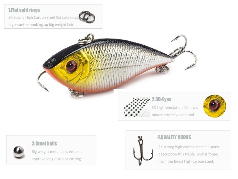 Fishing Lure Lipless Trap 7CM 11.5G Crankbait Hard Bait Fresh Water Deep Water Bass Walleye Crappie Minnow Fishing Tackle