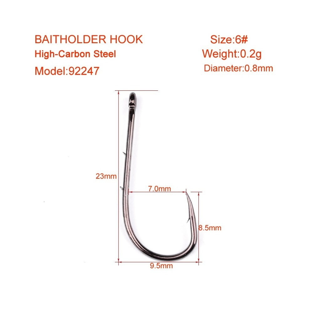 Proberos Brand Single Fishing Hook With Double barb 1#-6# BAITHOLDER Black Color Jig Big Treble Hooks