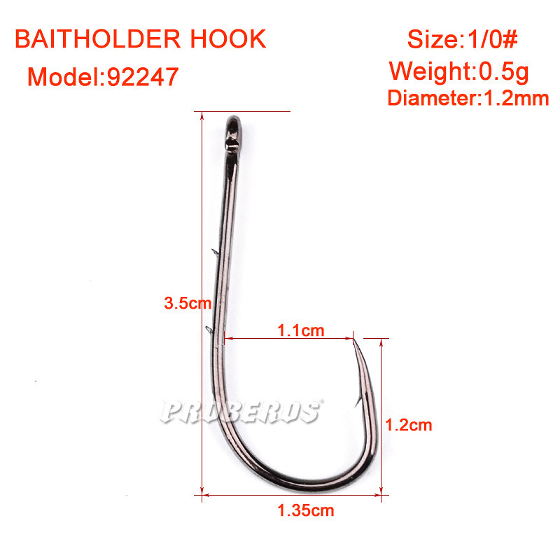 Proberos Brand Single Fishing Hook With Double barb 1#-6# BAITHOLDER Black Color Jig Big Treble Hooks