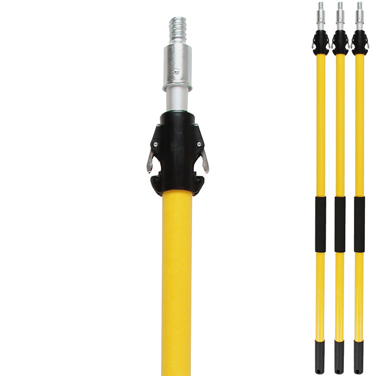 Dewande painting pole extension fiberglass telescopic poles extendable fibreglass pole with clip in-out tip