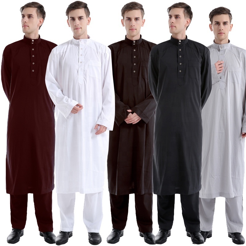 2023 Hot Selling Muslim Men's Islamic Clothing Kaftan Jubah Abaya Jalabya Ethnic Arabic Thobe Jalaba Boubou Muslim Long Dress