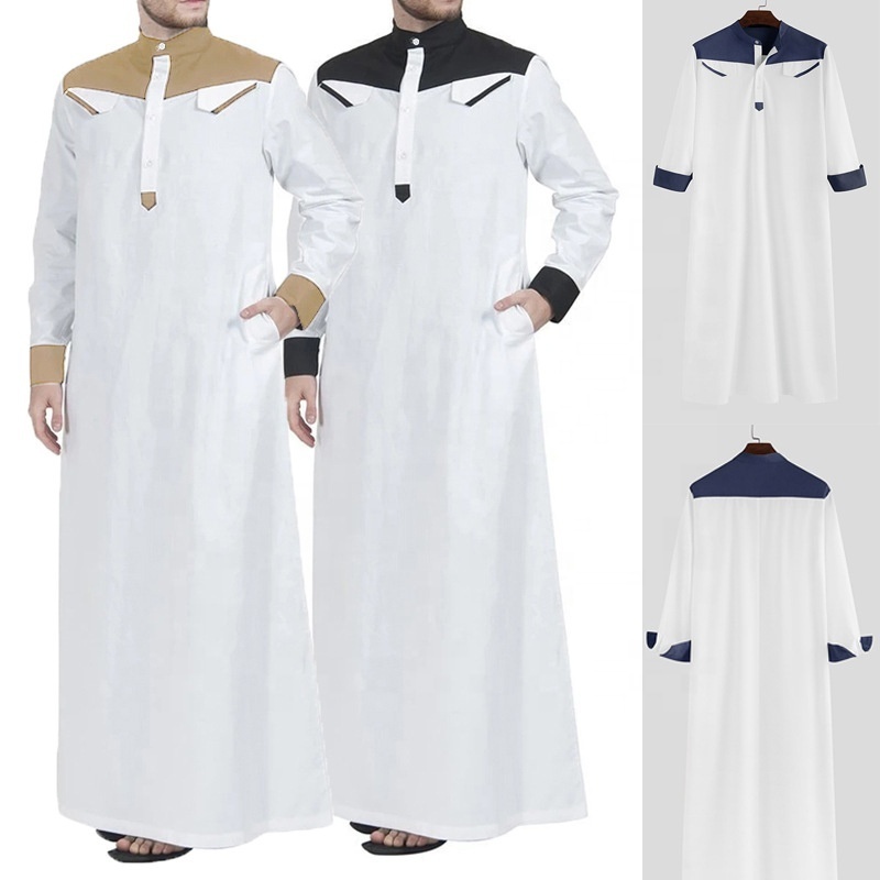 Latest Ethnic Costume Muslim Men Dress Islamic Clothing Robe Moroccan Thobe for Men Wholesale Abaya Thawb 2023 Autumn Winter