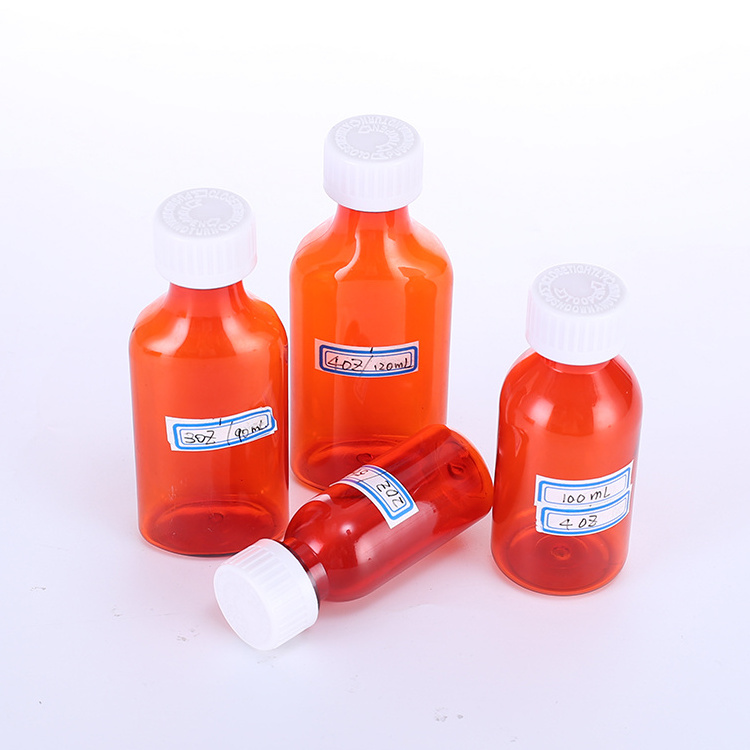 Wholesale Liquid Medicine PET  Plastic Oval Bottles With Screw Cap