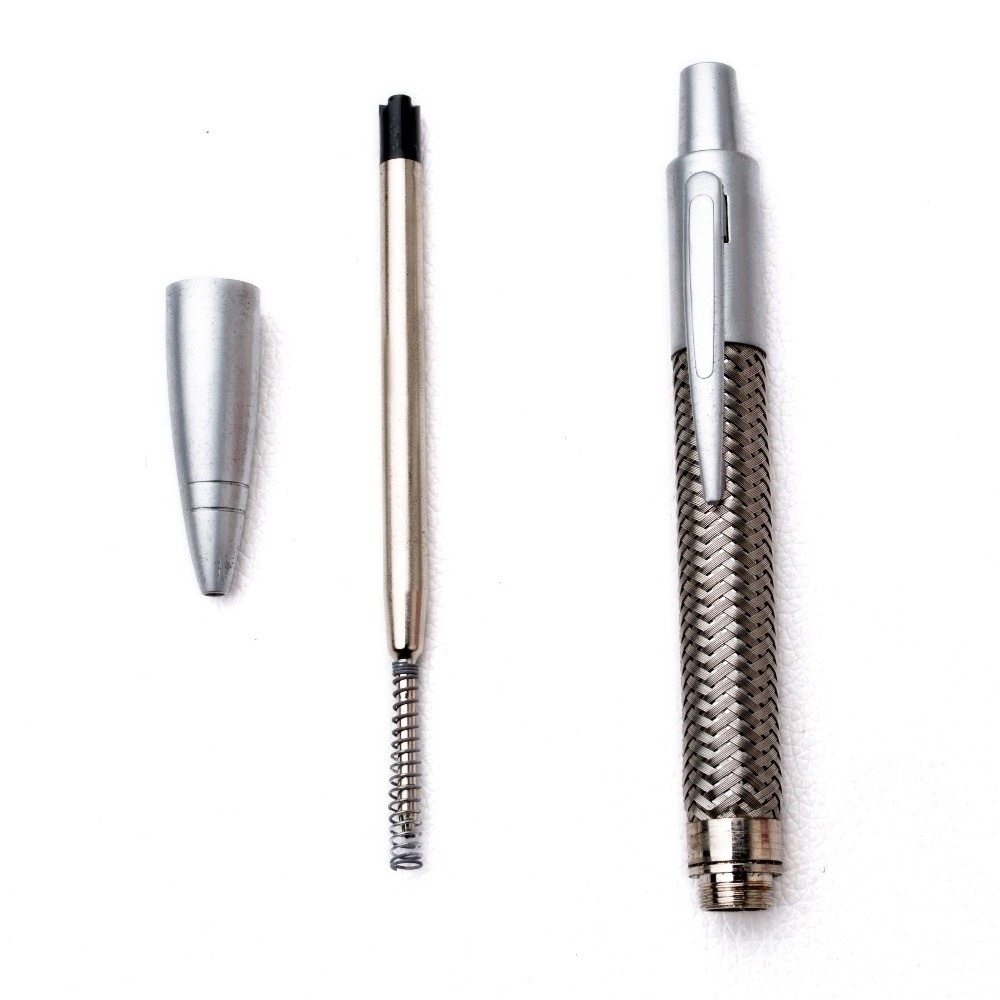 factory click ballpoint pens stainless steel wire braid metal luxury gift pen