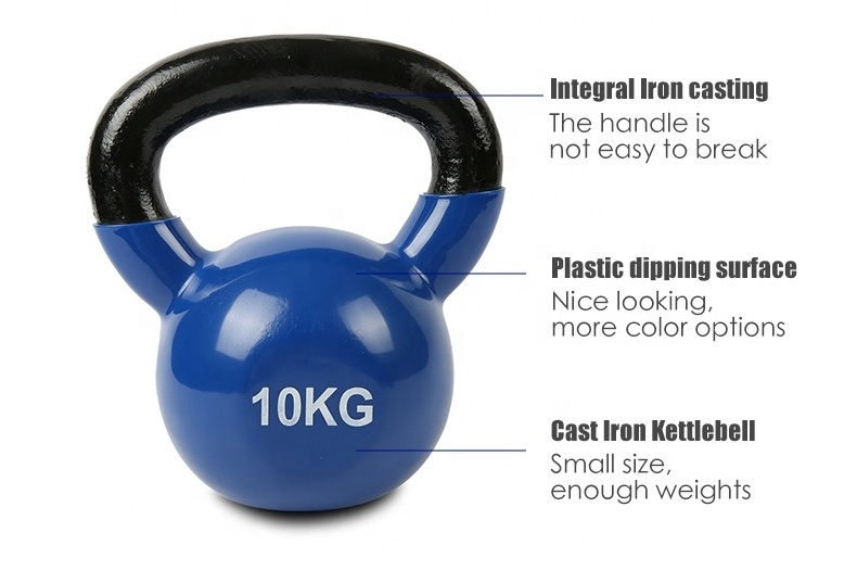 Hot Sale Vinyl Coated Solid Cast Iron Steel Strength Training Weight Kettlebell