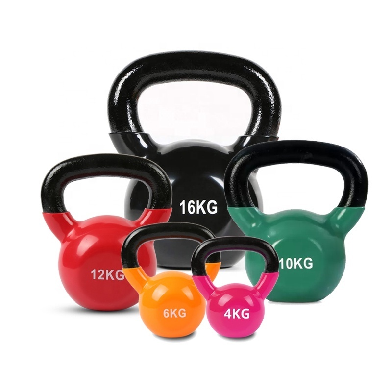 Hot Sale Vinyl Coated Solid Cast Iron Steel Strength Training Weight Kettlebell