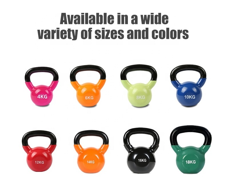 Hot Sale Vinyl Coated Solid Cast Iron Steel Strength Training Weight Kettlebell